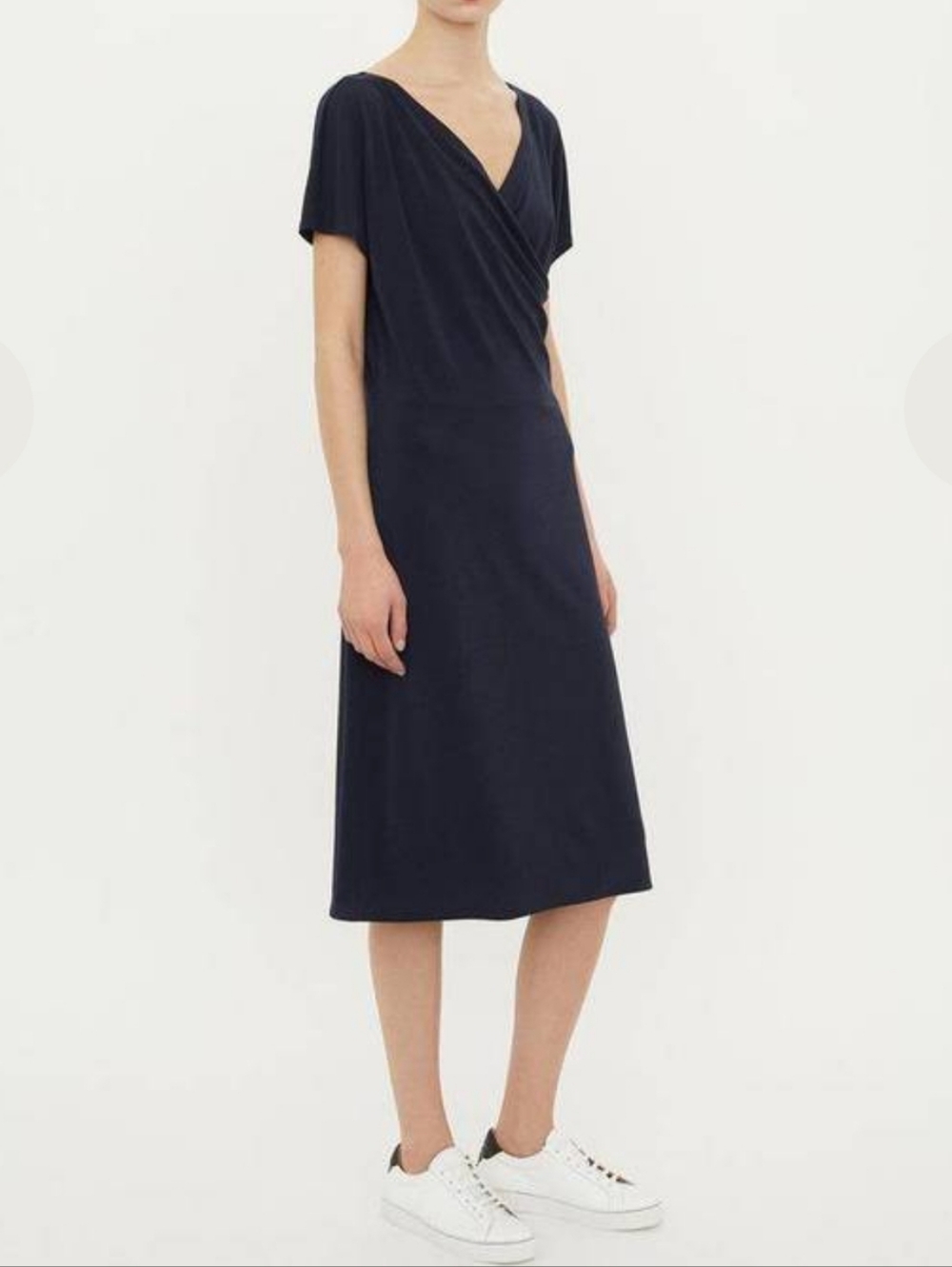 By Malene Birger Navy Wrap-Front Midi Dress